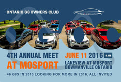 Ontario G8 Owners Club 4th Annual Meet at Mosport On June 11, 2016