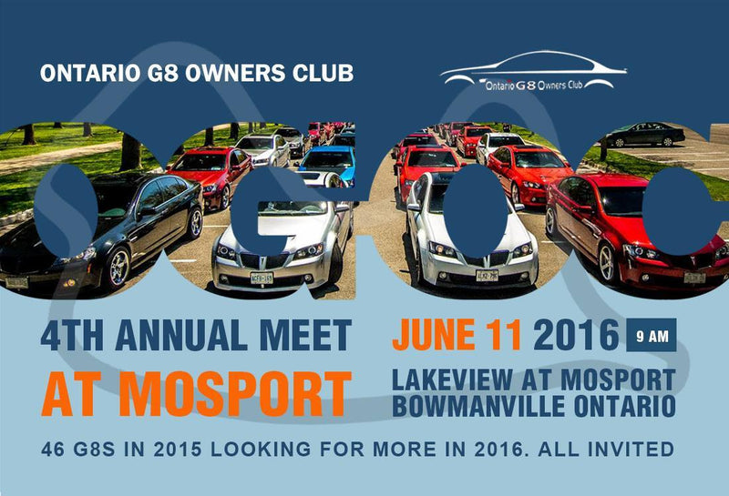 Ontario G8 Owners Club 4th Annual Meet at Mosport On June 11, 2016
