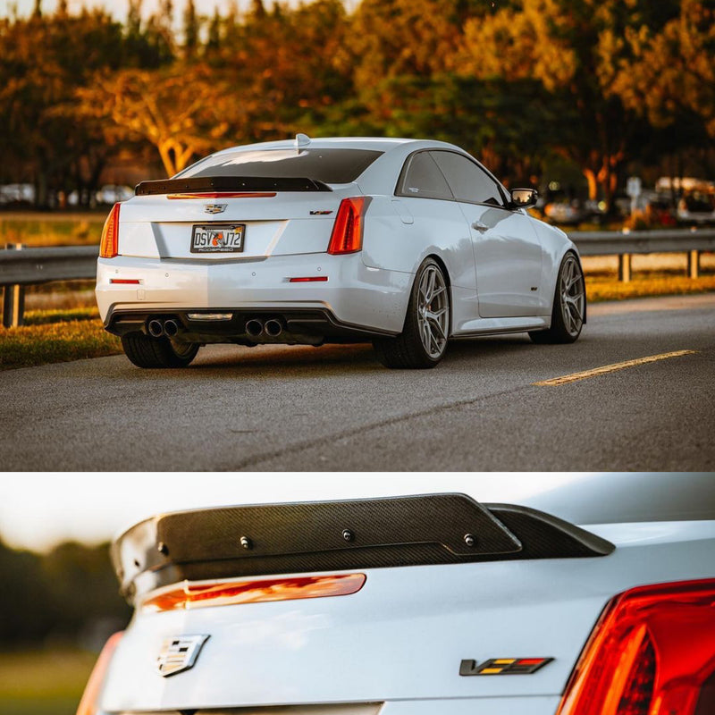 For 2013-2018 Cadillac ATS Sedan V Sport Highkick Trunk Wing Spoiler Carbon Look For 2013-2018 Cadillac ATS Sedan V Sport Highkick Trunk Wing Spoiler Carbon Look