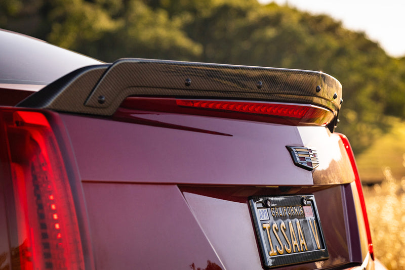 thumbnail image 2 of Highkick Rear Trunk Spoiler For Cadillac ATS Sedan 2013-2018 – Carbon Fiber Look, V Style 2 of 5